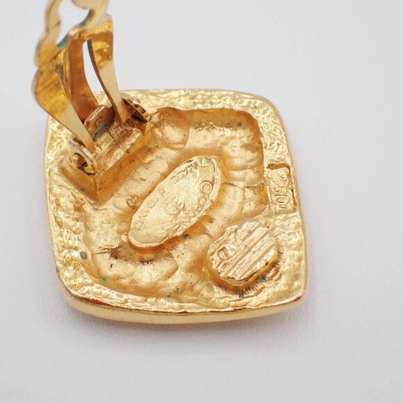 CHANEL CC Logo Diamond Shape Earrings Clip-On Gold GHW France 34KP109 - Picture 10 of 11